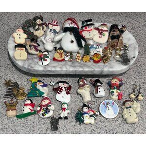 Vintage to Modern Snowman Christmas Holiday Pin Brooch Lot Bundle 36